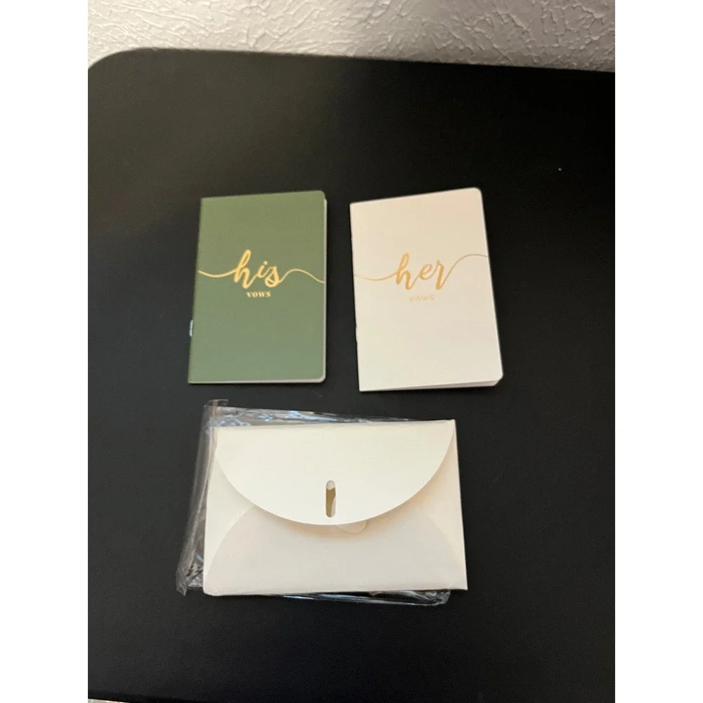 Sage Green and Cream Wedding Vow Book Set with Gold Foil His and Her Journals